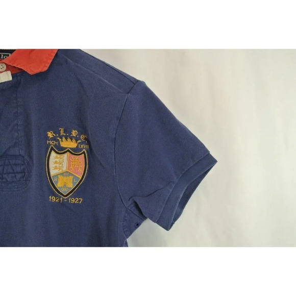 Polo Ralph Lauren Shirt Navy Blue w/ Red Collar RLPC Crest Custom Fit Mens Small - Picture 3 of 10